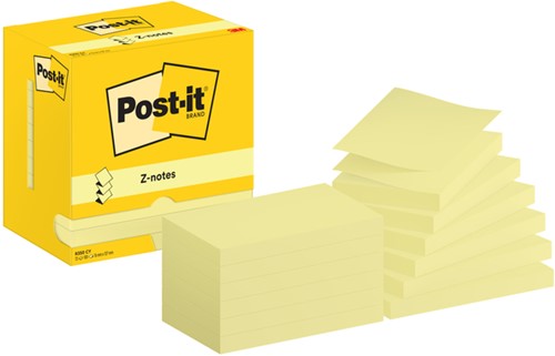 Memoblok Post-it Z-Note R350 76x127mm geel 12 stuks