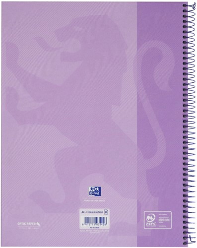 Notitieboek Oxford Touch Europeanbook A4+ 4-gaats lijn 80vel pastel paars-1