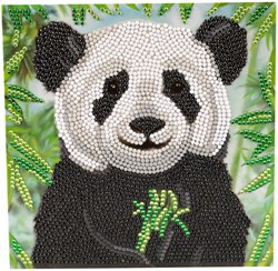Diamondpainting Crystal Art Kaart baby panda 18x18cm