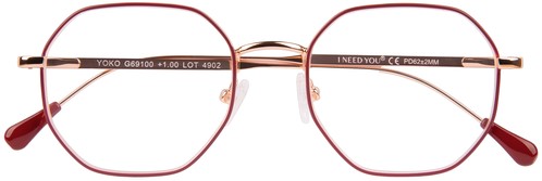 Leesbril I Need You Yoko +1.0 dpt rood-koper