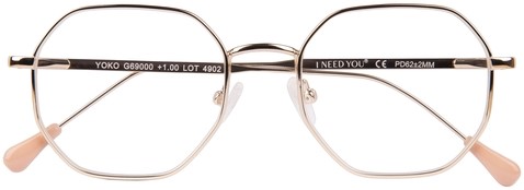 Leesbril I Need You Yoko +2.5 dpt goud