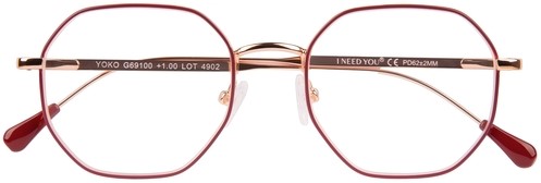 Leesbril I Need You Yoko +3.0 dpt rood-koper