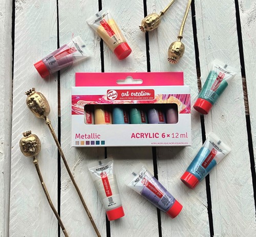 Acrylverf Talens Art Creation Metallic set à 6 kleuren 12ml-1