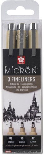 Fineliner Sakura Pigma Micron set à 3 schrijfbreedtes zwart