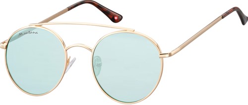 Zonnebril Montana goud-lichtgroen met blauw glas