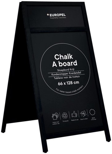 Krijt stoepbord Europel 660x1280mm met top zwart-2