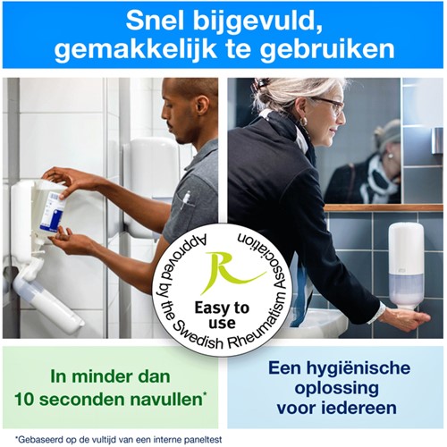 Alcoholgel Tork S4 voor handdesinfectie ongeparfumeerd 1000ml 424103-1