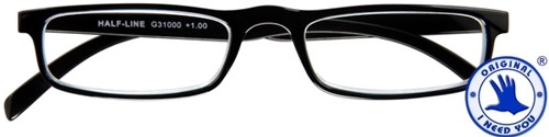 Leesbril I Need You +1.50 dpt Half-line zwart
