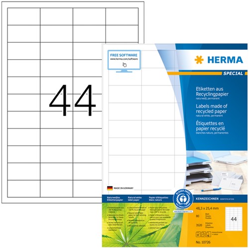 Etiket HERMA recycling 10726 48.3x25.4mm 3520stuks wit