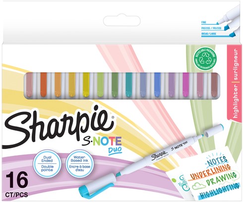 Markeerstift Sharpie S-note Duo blister à 16 kleuren
