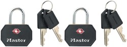 Hangslot Masterlock 2 gelijksluitend aluminium TSA zwart 30mm