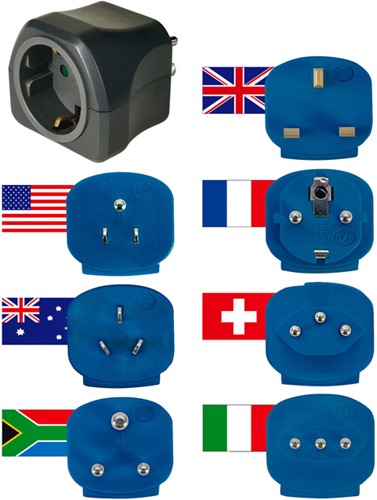 Reisstekker Brennenstuhl adapter wereld 150 landen met aarding zwart-1