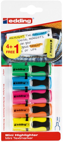 Markeerstift edding 7 mini 1-3mm assorti blister à 4+1 stuk gratis