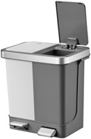 Pedaalemmer EKO Hana Duo Recycling 2x10 liter grijs wit-2