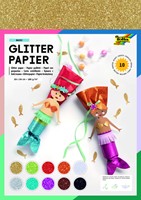 Glitterpapier Folia 1-zijdig 24x34cm 170gr 10 vel assorti