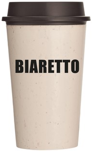 NOW Cup Biaretto herbruikbare koffiebeker met deksel crème/zwart 340ml