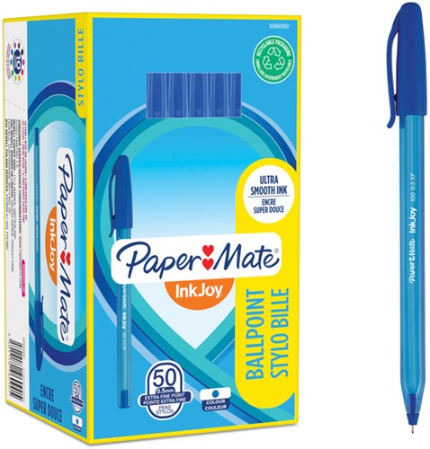 Balpen Paper Mate Inkjoy 100 fijn blauw-2