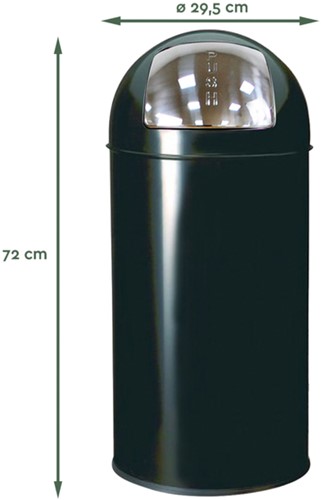Afvalbak BRASQ Push Bin rond 40 liter zwart-2