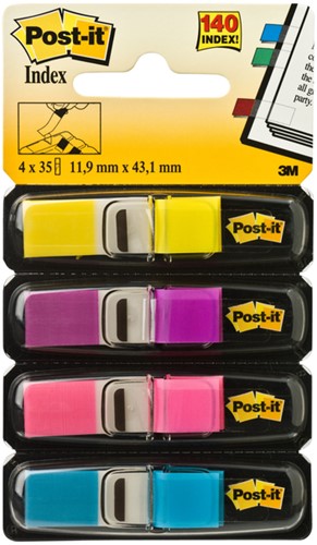 Indextabs 3M Post-it 683 11.9x43.2mm 4 kleuren 140 stuks