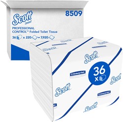 Toiletpapier Scott Control gevouwen 2-laags 110x186mm wit 8509