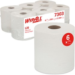 Poetsrol WypAll L20 2-laags 18,3cmx144m 380vel wit 7303