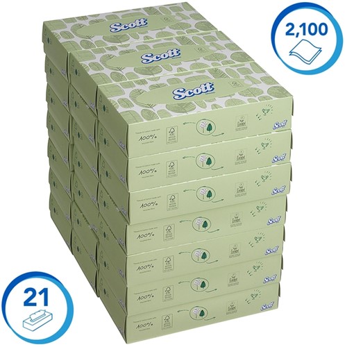 Facial tissues Scott 2-laags 100vel wit 8837-1