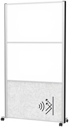 Scheidingswand MAUL akoestiek 100x180 2x whiteb. 1x lichtgrijs alum.frame mobiel