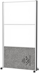 Scheidingswand MAUL akoestiek 100x180 2x whiteb. 1x donkergr alum.frame mobiel