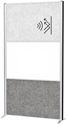 Scheidingswand MAUL akoestiek 100x180 licht- donkergrijs whiteb alum.frame op voet