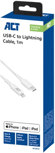 Kabel ACT USB-C naar Lightning laad -en data 1 meter-3