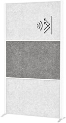 Scheidingswand MAUL akoestiek 100x180 2x licht- 1x donkergrijs wit frame op voet