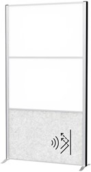 Scheidingswand MAUL akoestiek 100x180 2x whiteb. 1x lichtgrijs alum.frame op voet