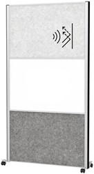 Scheidingswand MAUL akoestiek 100x180 licht- donkergrijs whiteb alum.frame mobiel