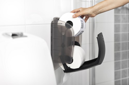 Toiletpapierdispenser Katrin systeemrol duo zwart 77519-1