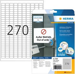 Etiket HERMA 10000 17.8x10mm verwijderbaar wit 6750 stuks