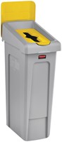 Deksel Rubbermaid Slim Jim Recyclestation inwerpopening voor gemengde recycling geel-2