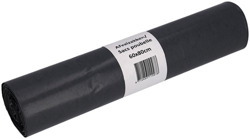 Afvalzak Cleaninq 60x80cm LDPE recycled T50 60L grijs rol à 20 stuks