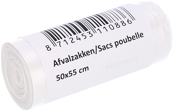 Afvalzak Cleaninq 50x55cm HDPE T15 25L transparant rol à 50 stuks