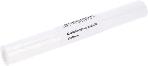 Afvalzak Cleaninq 63x70cm HDPE T15 50L transparant rol à 25 stuks