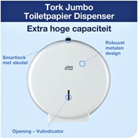 Toiletpapierdispenser Tork Jumbo T1 metaal wit 246040-2