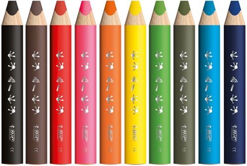 Kleurpotloden BicKids Multi Surface inclusief puntenslijper assorti pak à 10 stuks-3