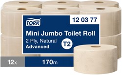 Toiletpapier Tork Mini Jumbo T2 Advanced 2-laags 170mtr natural 120377