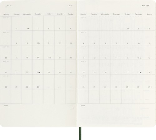 Agenda 2025 Moleskine 12M Planner Weekly 7dagen/1pagina large sc myrtle green-1