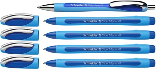 Balpen Schneider Slider Memo XB  blauw set à 4 stuks + 1 gratis Slider balpen-2