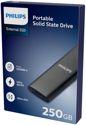 SSD Philips externe 250GB USB-C Grijs-1