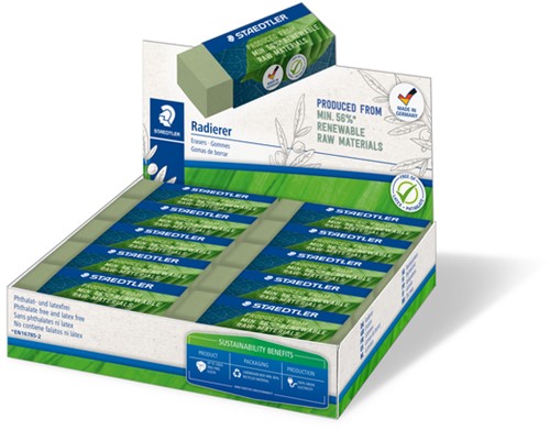 Gum Staedtler Eco 52680 65x23x10mm olijfgroen 20 stuks