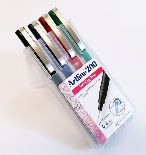 Fineliner Artline 200 rond fijn asssorti 4 stuks-2