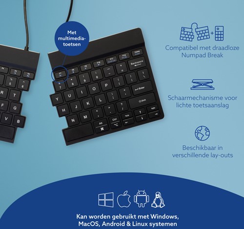 Toetsenbord R-Go Split Break QWERTY WL zwart-2