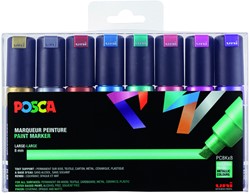 Verfstift Posca PC8K breed schuin metallic assorti set à 8 stuks