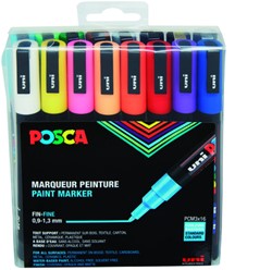 Verfstift Posca PC3M fijn standaard assorti set à 16 stuks